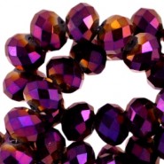 Faceted glass beads 8x6 mm rondelle Violet diamond metallic